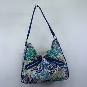 Vera Bradley Vivian Hobo Shoulder Bag Santiago Floral Quilted Faux Leather Trim